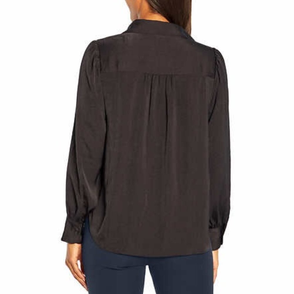NWT! Banana Republic Women's Black Satin Long Sleeve Blouse - Size XL - Picture 12 of 15